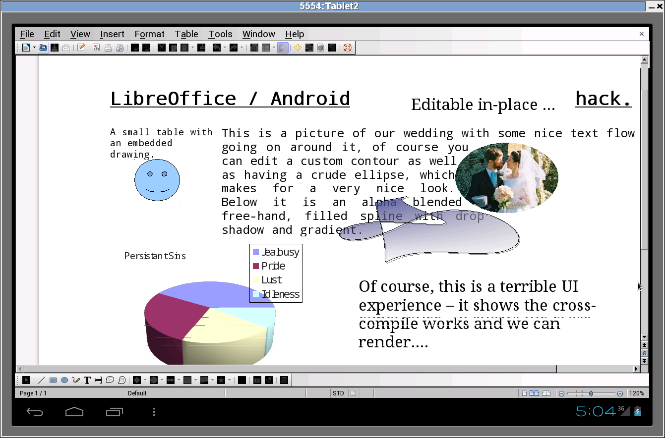 LibreOffice running on Android with desktop UI